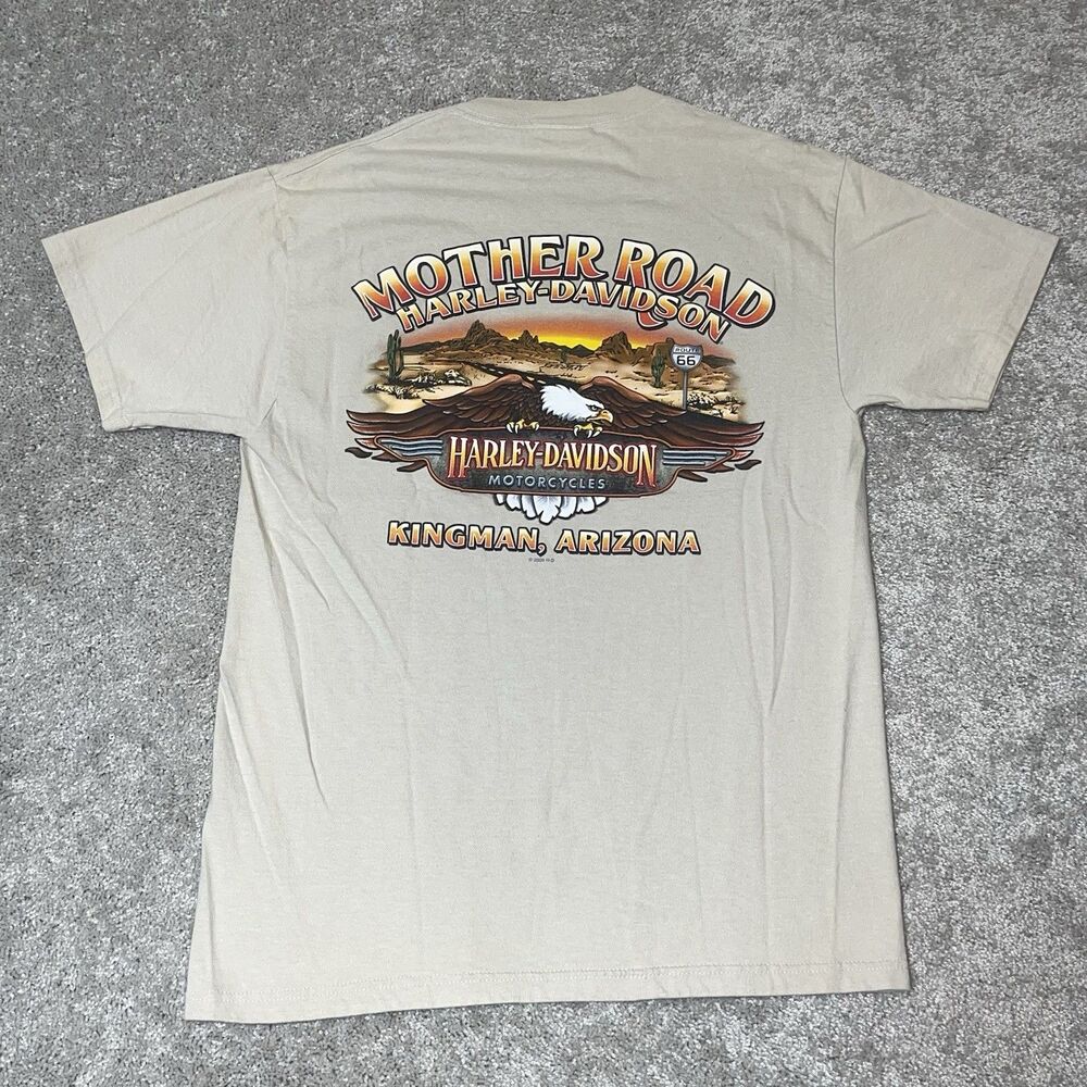 Harley Davidson Mother Road Route 66 Eagle Biker T-Shirt 2010 Kingman AZ Men’s M